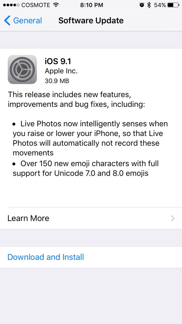 apple ios 9.1 update greekiphone